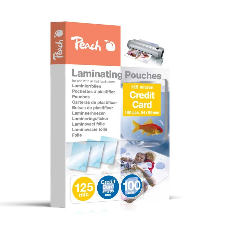 Peach 100 x Kreditkarten Laminierfolien, 125mic, glänz