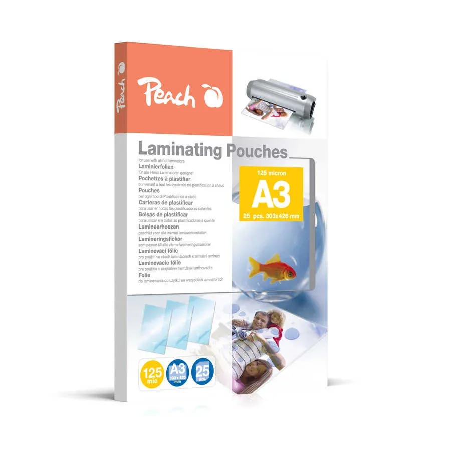 Peach 25 x A3 Laminierfolien, 125 mic, glänzend