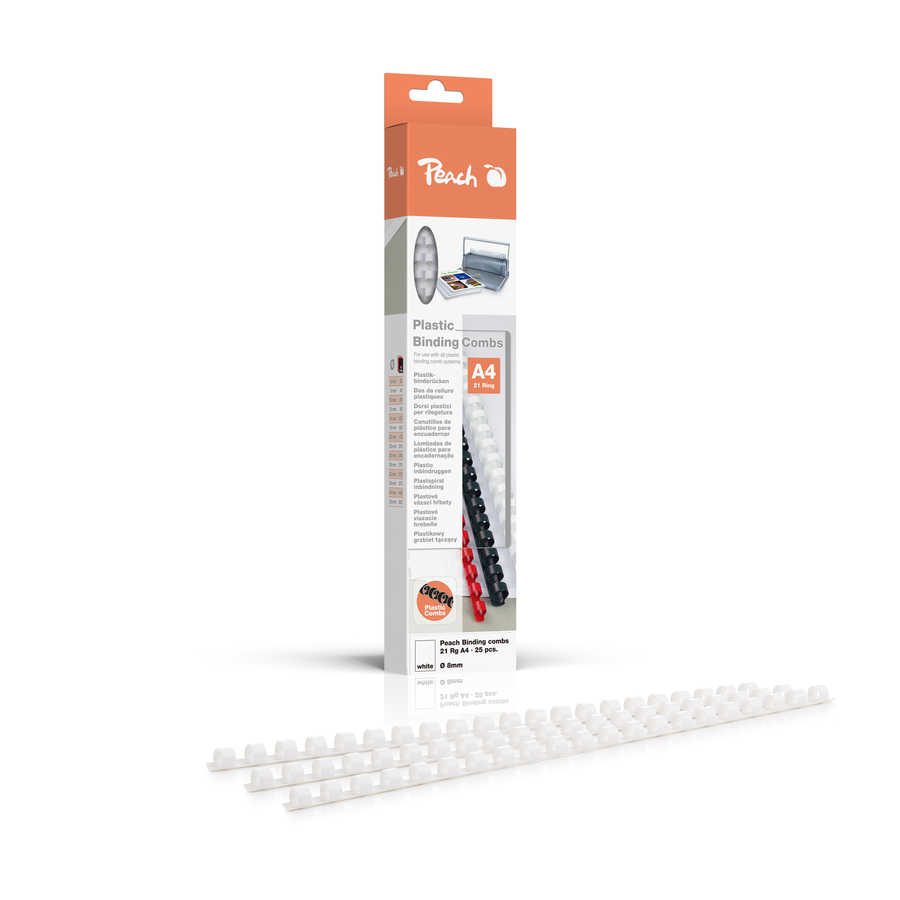 Peach Binderücken 8mm, für 45 Blatt A4, weiss, 25 Stück, R-PB408-01
