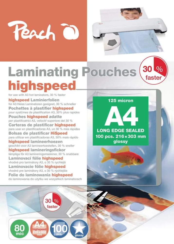 Peach 100 x A4 HighSpeed Laminierfolien, 80 mic, express