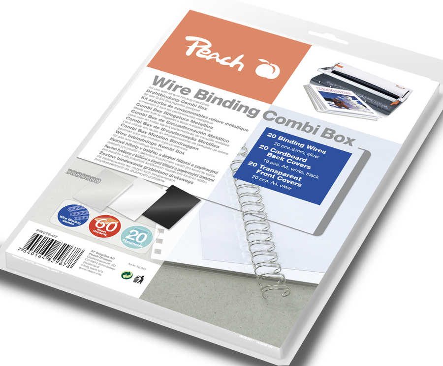 Peach Wire Binding Combi Box - 8mm, PW079-07 - 60 Blatt