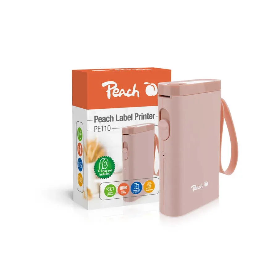 Peach Etikettendrucker | rosa | platzsparend und kabellos | überall Ordnung schaffen | PE110-pi