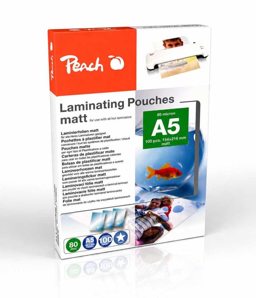 Peach 100 x A5 Laminierfolien, 80 mic, matt