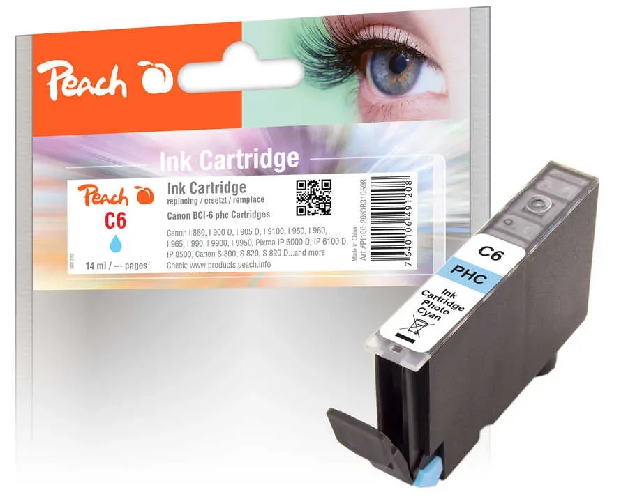 Peach C6 PC Druckerpatrone cyph ersetzt Canon BCI-6PC, 4709A002 für z.B. Canon BJ 535 PD, Canon BJ 895 PD, Canon BJC 8200, Canon BJF 9000, Canon I 860