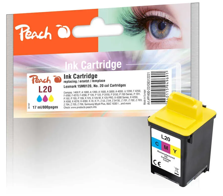 Peach L20 C Druckkopf col ersetzt Samsung, Lexmark, Compaq No. 20C, 15M0120 für z.B. Compaq 1400 P, Compaq A 1000, Compaq A 1200, Compaq A 1500