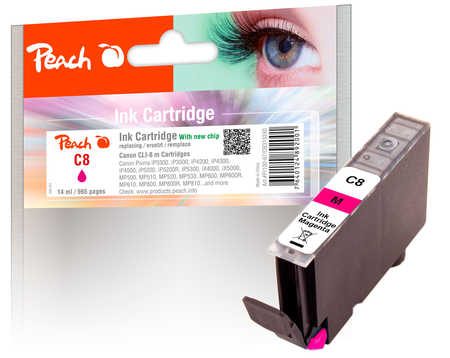 Peach C8 M Druckerpatrone XL ma ersetzt Canon CLI-8M, 0622B001, 0622B025 für z.B. Canon Pixma IP 5200, Canon Pixma IP 3300, Canon Pixma IP 3500