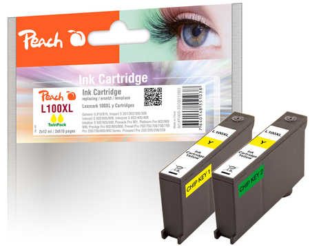 Peach Doppelpack 2 Tintenpatronen gelb kompatibel zu Lexmark No. 100XL, 14N1095