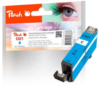 Peach C521 C Druckerpatrone XL cy ersetzt Canon CLI-521C, 2934B001 für z.B. Canon Pixma MP 550, Canon Pixma IP 3600, Canon Pixma IP 4600