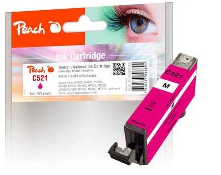 Peach C521 M Druckerpatrone XL ma ersetzt Canon CLI-521M, 2935B001 für z.B. Canon Pixma MP 550, Canon Pixma IP 3600, Canon Pixma IP 4600