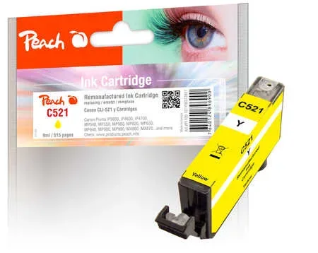 Peach C521 Y Druckerpatrone XL ye ersetzt Canon CLI-521Y, 2936B001 für z.B. Canon Pixma MP 550, Canon Pixma IP 3600, Canon Pixma IP 4600