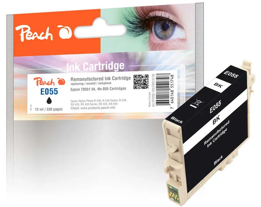 Peach E551 bk Druckerpatrone bk ersetzt Epson T0551 bk, C13T05514010 für z.B. Epson Stylus Photo R 240, Epson Stylus Photo R 245