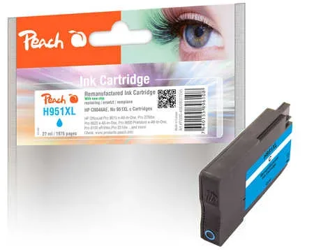 Peach HP 951 XLc Druckerpatrone XL cy ersetzt HP No. 951XL c, CN046A für z.B. HP OfficeJet Pro 8600 Plus e-All-in-One, HP OfficeJet Pro 8100 ePrinter