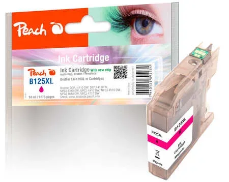 Peach B125 XLM Druckerpatrone XL ma ersetzt Brother LC-125XLM für z.B. Brother MFCJ 6720 DW, Brother MFCJ 6520 DW, Brother MFCJ 4410 DW