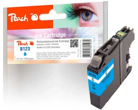Peach B123 C Druckerpatrone XL cy ersetzt Brother LC-123C für z.B. Brother MFCJ 6720 DW, Brother MFCJ 6520 DW, Brother MFCJ 4410 DW, Brother DCPJ 150