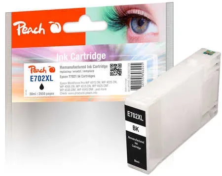 Peach E70 Druckerpatrone XL bk ersetzt Epson T7021 bk, C13T70214010 für z.B. Epson WorkForce Pro WP -4015 DN, Epson WorkForce Pro WP -4025 DW