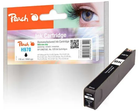 Peach HP 970 bk Druckerpatrone bk ersetzt HP No. 970 bk, CN621A für z.B. HP OfficeJet Pro X 450, HP OfficeJet Pro X 451 dn, HP OfficeJet Pro X 451 dw