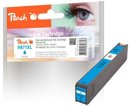 Peach HP 971 XLc Druckerpatrone XL cy ersetzt HP No. 971XL c, CN626A für z.B. HP OfficeJet Pro X 450, HP OfficeJet Pro X 451 dn, HP OfficeJet Pro X 470