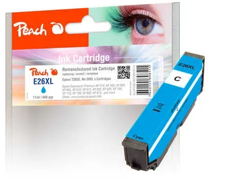 Peach E26 XLc Druckerpatrone XL cy ersetzt Epson No. 26XL c, C13T26324010 für z.B. Epson Expression Premium XP -510