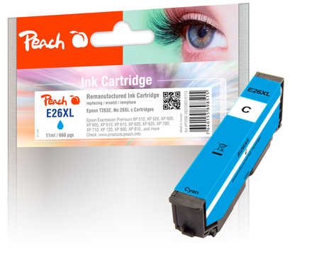 Peach E26 XLc Druckerpatrone XL cy ersetzt Epson No. 26XL c, C13T26324010 für z.B. Epson Expression Premium XP -510