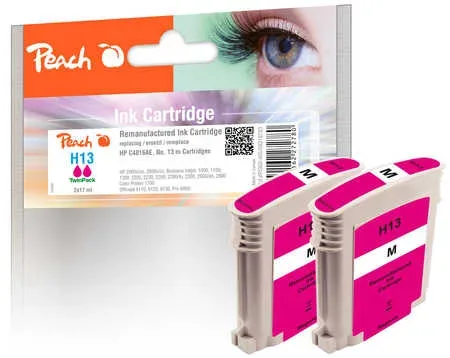 Peach HP 13 m 2 Druckerpatronen 2*ma ersetzt HP No. 13 m*2, C4816AE*2 für z.B. HP Business InkJet 1000, HP OfficeJet Pro K 850