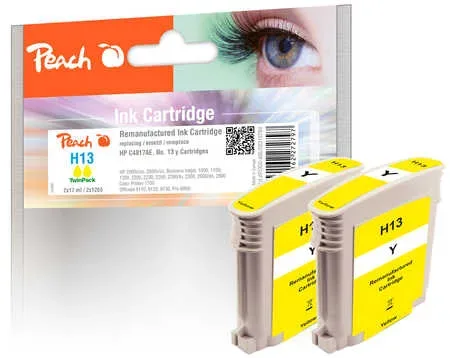 Peach HP 13 y 2 Druckerpatronen 2*ye ersetzt HP No. 13 y*2, C4817AE*2 für z.B. HP Business InkJet 1000, HP OfficeJet Pro K 850