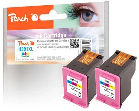 Peach HP 301 XLc 2 Druckköpfe XL 2*col ersetzt HP No. 301XL c*2, D8J46AE für z.B. HP Envy 5530, HP DeskJet 1000, HP DeskJet 1010, HP DeskJet 1050