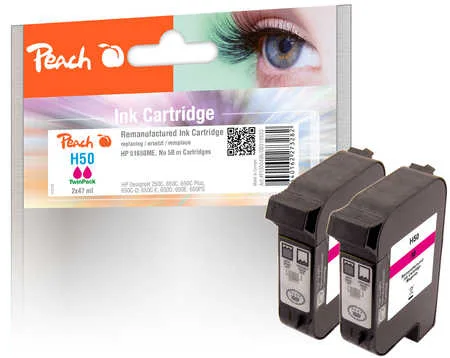 Peach HP 50 m 2 Druckköpfe 2*ma ersetzt HP No. 50 m*2, 51650ME*2 für z.B. HP DesignJet 250 C, HP DesignJet 650 C, HP DesignJet 650 C Plus