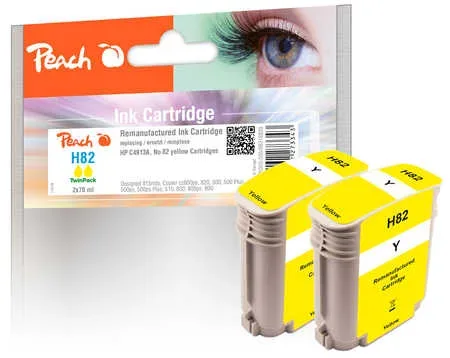 Peach HP 82 XLy 2 Druckerpatronen 2*ye ersetzt HP No. 82XL y*2, C4913A*2 für z.B. HP DesignJet 10 PS, HP DesignJet 120, HP DesignJet 120 NR