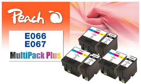 Peach E661 6 Druckerpatronen bk ersetzt Epson T0661, T0670, C13T06624010 für z.B. Epson Stylus C 48