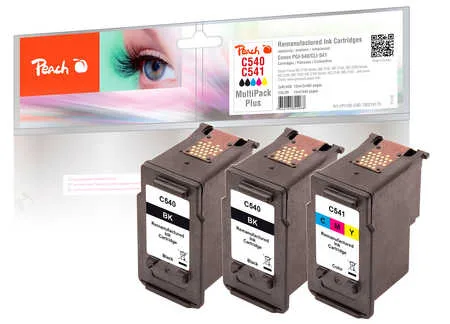 Peach C540 BK 3 Druckköpfe (2*bk, col) ersetzt Canon PG-540BK*2, CL-541C, 5225B006 für z.B. Canon Pixma TS 5150, Canon Pixma TS 5151
