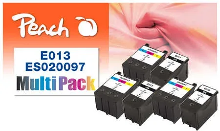 Peach E50 6 Druckerpatronen bk ersetzt Epson T050, T013 für z.B. Epson Machjet 6000 C, Epson Machjet 830 C, Epson Machjet 830 CS, Epson Machjet 830