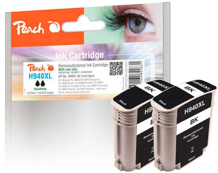 Peach HP 940 XLbk 2 Druckerpatrone XL 2*bk ersetzt HP No. 940XL bk*2, D8J48AE für z.B. HP OfficeJet Pro 8000, HP OfficeJet Pro 8000 Enterprise