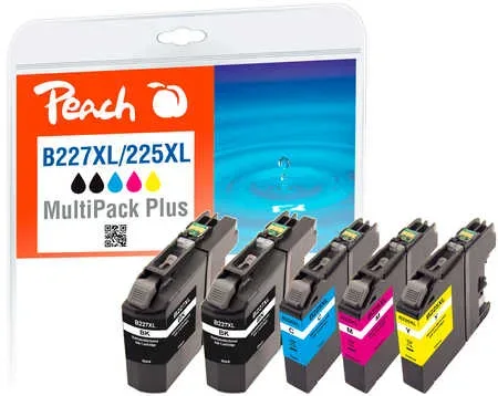 Peach B227 XLVALBP Spar Plus Pack Druckerpatronen XL (2*bk, c/m/y) ersetzt Brother LC-227XLVALBP für z.B. Brother DCPJ 4120 DW, Brother MFCJ 4420 DW