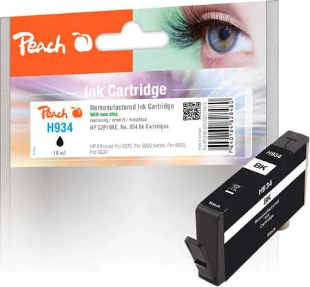 Peach HP 934 bk Druckerpatrone bk ersetzt HP No. 934 bk, C2P19A für z.B. HP OfficeJet Pro 6230, HP OfficeJet Pro 6830, HP OfficeJet 6815
