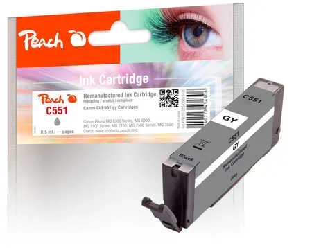 Peach C551 GY Druckerpatrone gy ersetzt Canon CLI-551GY, 6215B001 für z.B. Canon Pixma IP 8750, Canon Pixma IP 8700, Canon Pixma MG 6300