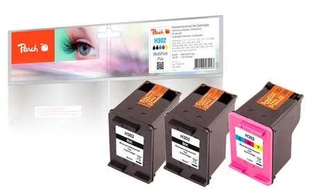 Peach HP 302 3 Druckköpfe (2*bk, col) ersetzt HP No. 302, F6U66AE, F6U65AE für z.B. HP Envy 4524 e-All-in-One, HP OfficeJet 5232, HP OfficeJet 3833
