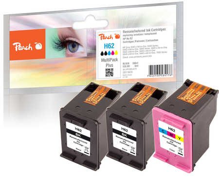 Peach HP 62 3 Druckköpfe (2*bk, col) ersetzt HP No. 62, C2P04AE*2, C2P06AE für z.B. HP Envy 5644 e-All-in-One, HP Envy 5640 e-All-in-One, HP Envy 5540