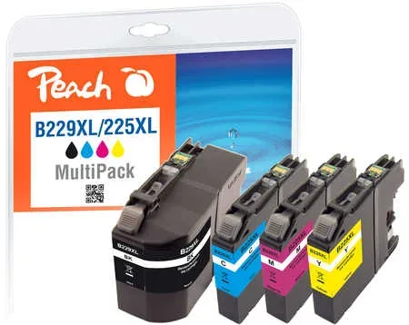 Peach B229 XLVALBP 4 Druckerpatronen XL (bk, c/m/y) ersetzt Brother LC-229XLVALBP für z.B. Brother MFCJ 5320 DW, Brother MFCJ 5620 DW