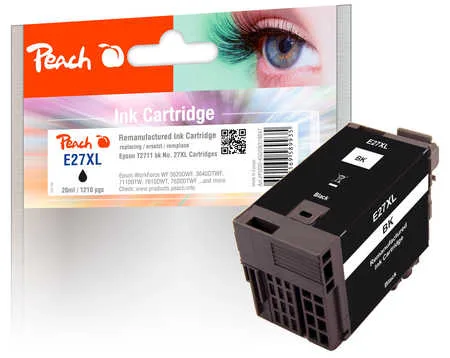 Peach E27 Druckerpatrone XL bk ersetzt Epson T2711, No. 27XL bk, C13T27114010 für z.B. Epson WorkForce WF -3600, Epson WorkForce WF -3620 DWF