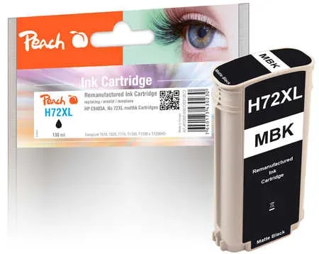 Peach HP 72 XLMBK Druckerpatrone XL bkmt ersetzt HP No. 72XL MBK, C9403A für z.B. HP DesignJet T 1100 24 Inch, HP DesignJet T 1100 44 Inch