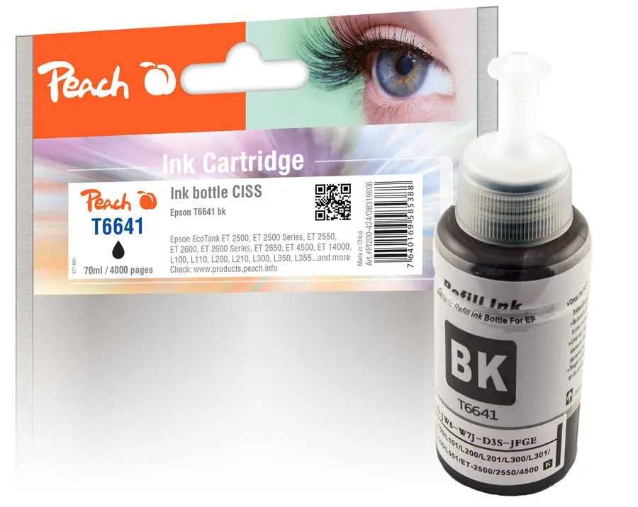 Peach E774 BK Tintenbehälter bk ersetzt Epson No. 774BK, C13T774140 für z.B. Epson L 355, Epson EcoTank ET -14000, Epson EcoTank ET -2500