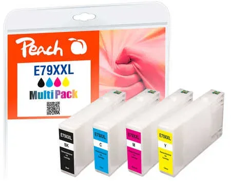 Peach E79 XXL 4 Druckerpatronen XXL (bk, c/m/y) ersetzt Epson No. 79XXL, C13T78954010 für z.B. Epson WorkForce Pro WF -5100