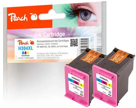 Peach HP 304 XLC 2 Druckköpfe XL 2*col ersetzt HP No. 304XL C*2, N9K07AE*2 für z.B. HP DeskJet 3720, HP DeskJet 3730, HP DeskJet Ink Advantage 3700 MFP