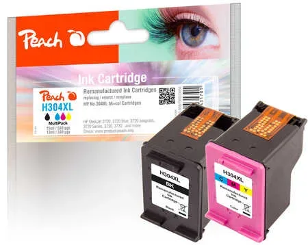 Peach HP 304 XL 2 Druckköpfe XL (bk, col) ersetzt HP No. 304XL, N9K08AE, N9K07AE für z.B. HP DeskJet 3720, HP DeskJet 3730, HP DeskJet 3732