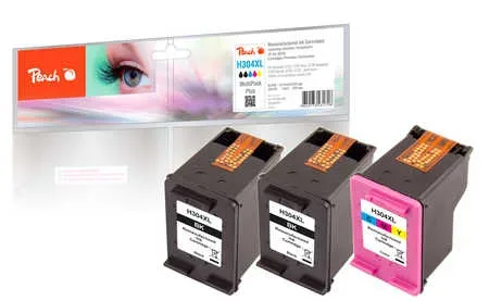 Peach HP 304 XL 3 Druckköpfe XL (2*bk, col) ersetzt HP No. 304XL, N9K08AE*2, N9K07AE für z.B. HP DeskJet 3720, HP DeskJet 3730, HP DeskJet 3732