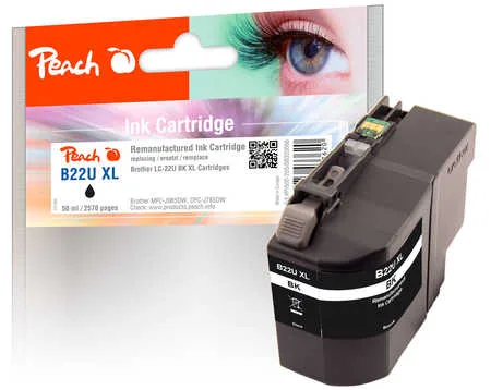 Peach B22 UXLBK Druckerpatrone XL bk ersetzt Brother LC-22UXL BK für z.B. Brother DCPJ 785 DW, Brother MFCJ 985 DW