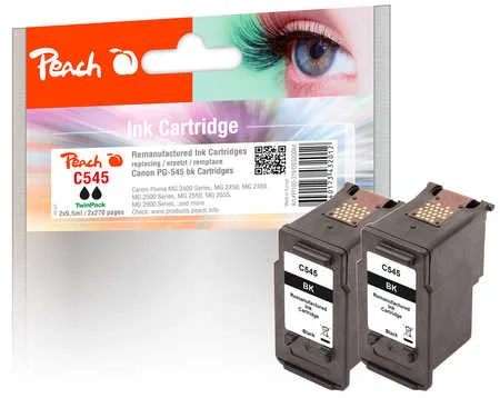 Peach C545 2 Druckköpfe 2*bk ersetzt Canon PG-545*2, 8287B001*2 für z.B. Canon Pixma TS 3350, Canon Pixma MG 3051, Canon Pixma MG 2450