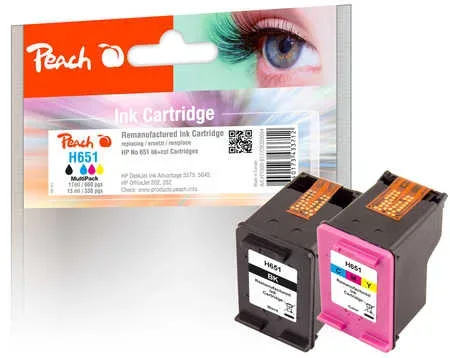 Peach HP 651 2 Druckköpfe (bk, col) ersetzt HP No. 651, C2P10AE, C2P11AE für z.B. HP OfficeJet 252 Mobile, HP OfficeJet 202, HP OfficeJet 202 C