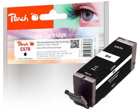 Peach C570 PGBK Druckerpatrone bk ersetzt Canon PGI-570PGBK, 0372C001 für z.B. Canon Pixma MG 5750, Canon Pixma MG 7750, Canon Pixma TS 8050