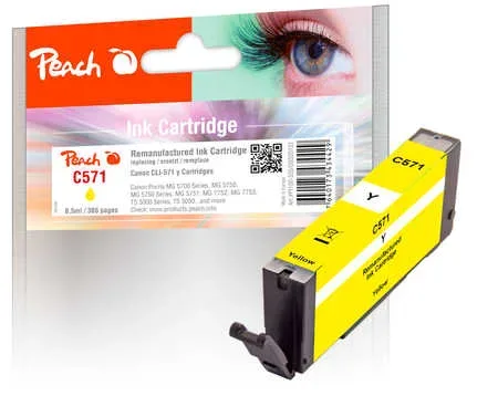 Peach C571 Y Druckerpatrone ye ersetzt Canon CLI-571Y, 0388C001 für z.B. Canon Pixma MG 5750, Canon Pixma MG 7750, Canon Pixma TS 8050